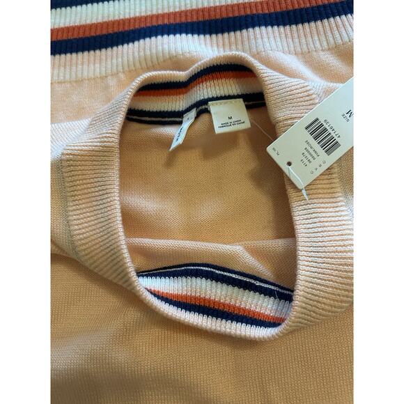 NWT Anthropologie Women’s Sz Medium vest peach Striped trim Preppy short Moth - Picture 8 of 12